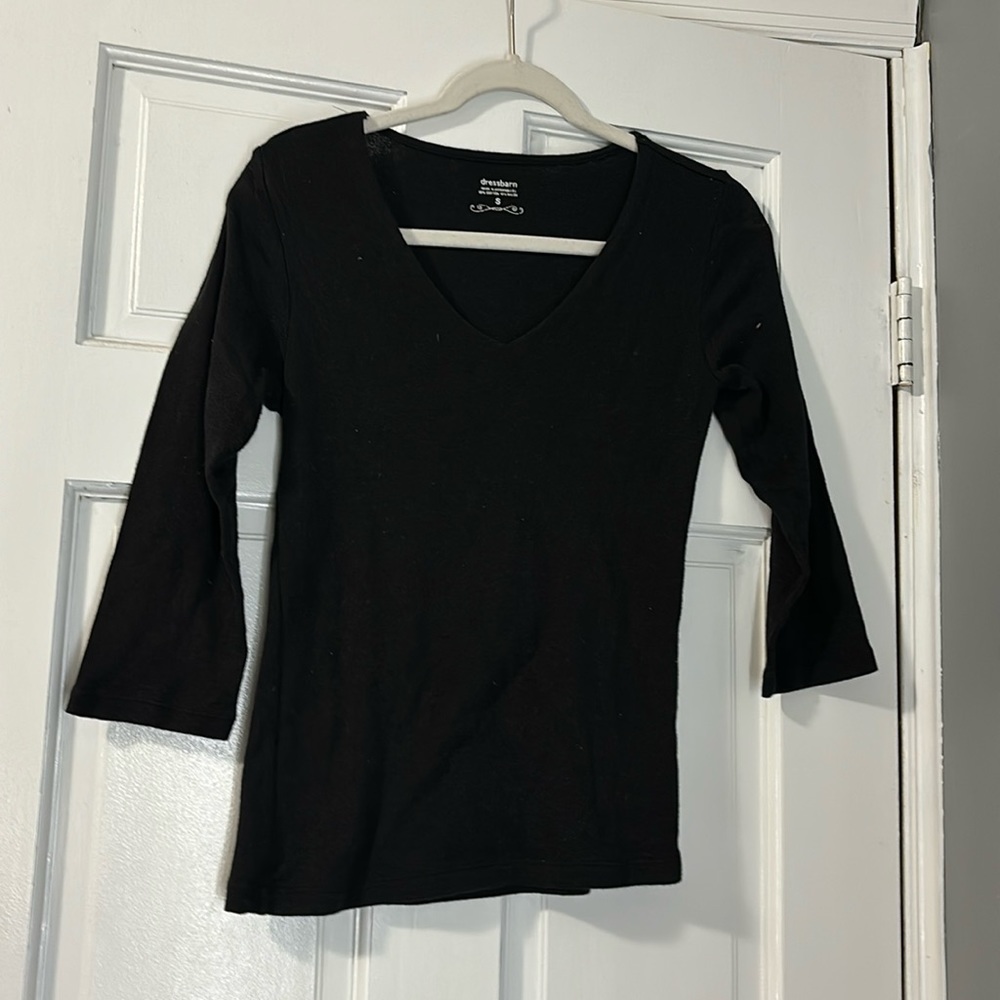 Black V-Neck Long Sleeve